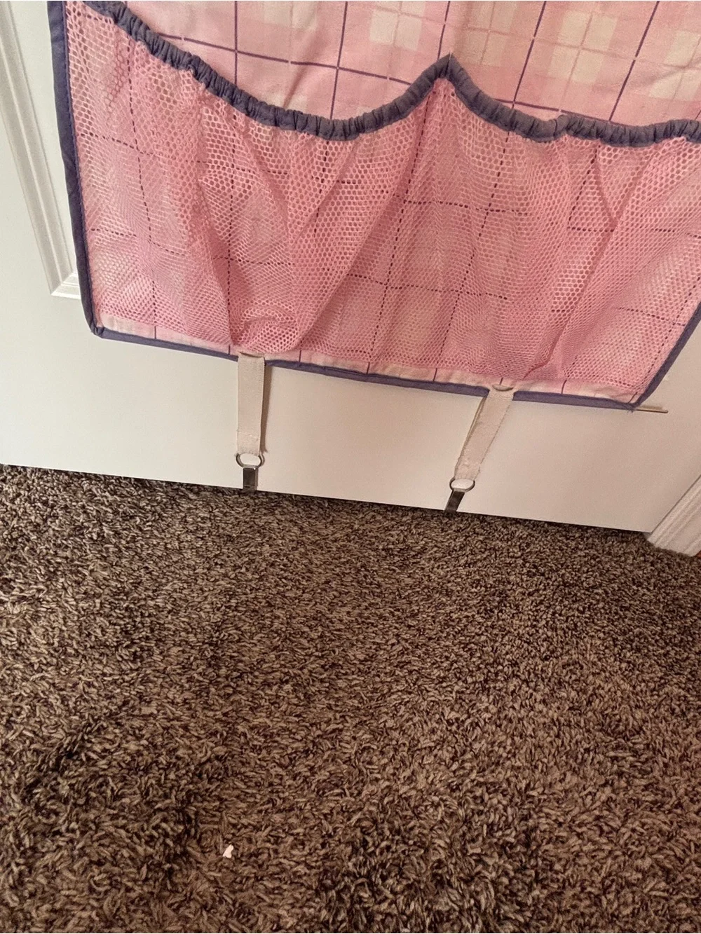 Pink Hanging Over-the-Door Organizer and Shoe Holder with Purple Trim